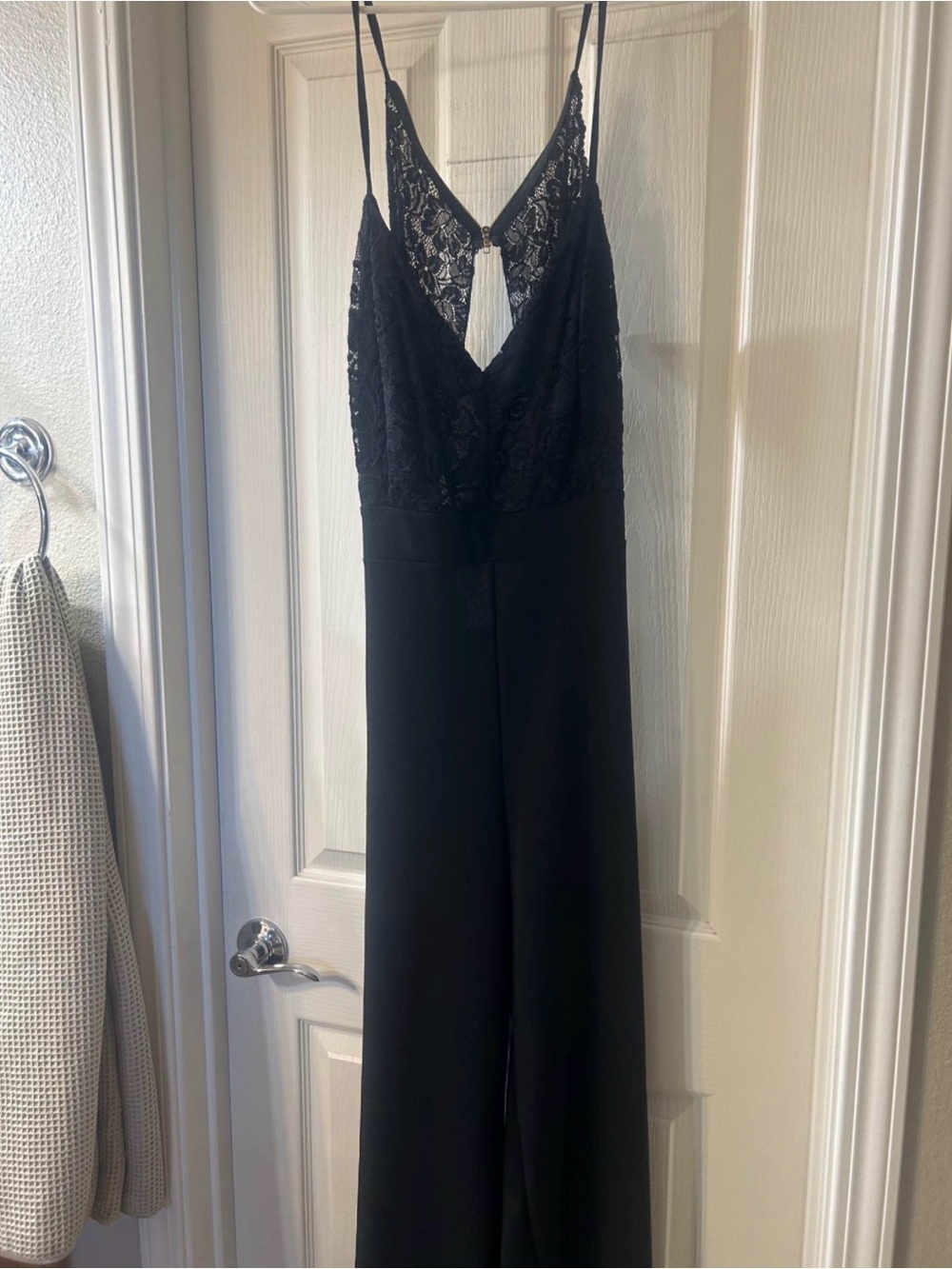 Black Lace Bodice Jumpsuit